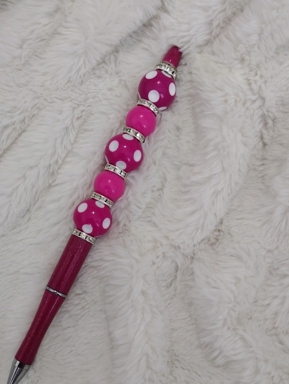 Pink Beaded Polka Dot Pen